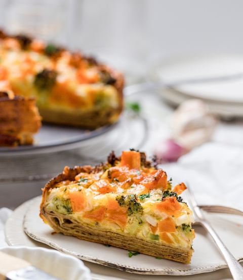 Sweet Potato Quiche with a Wrap Base