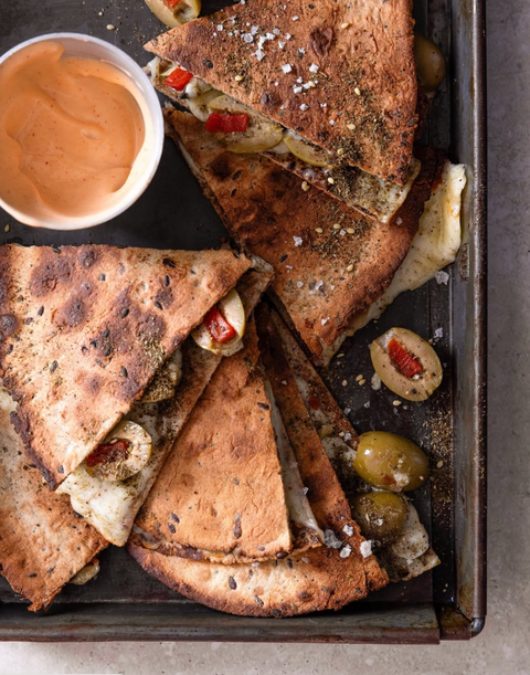 Cheesy Zaatar & Olive Quesadillas